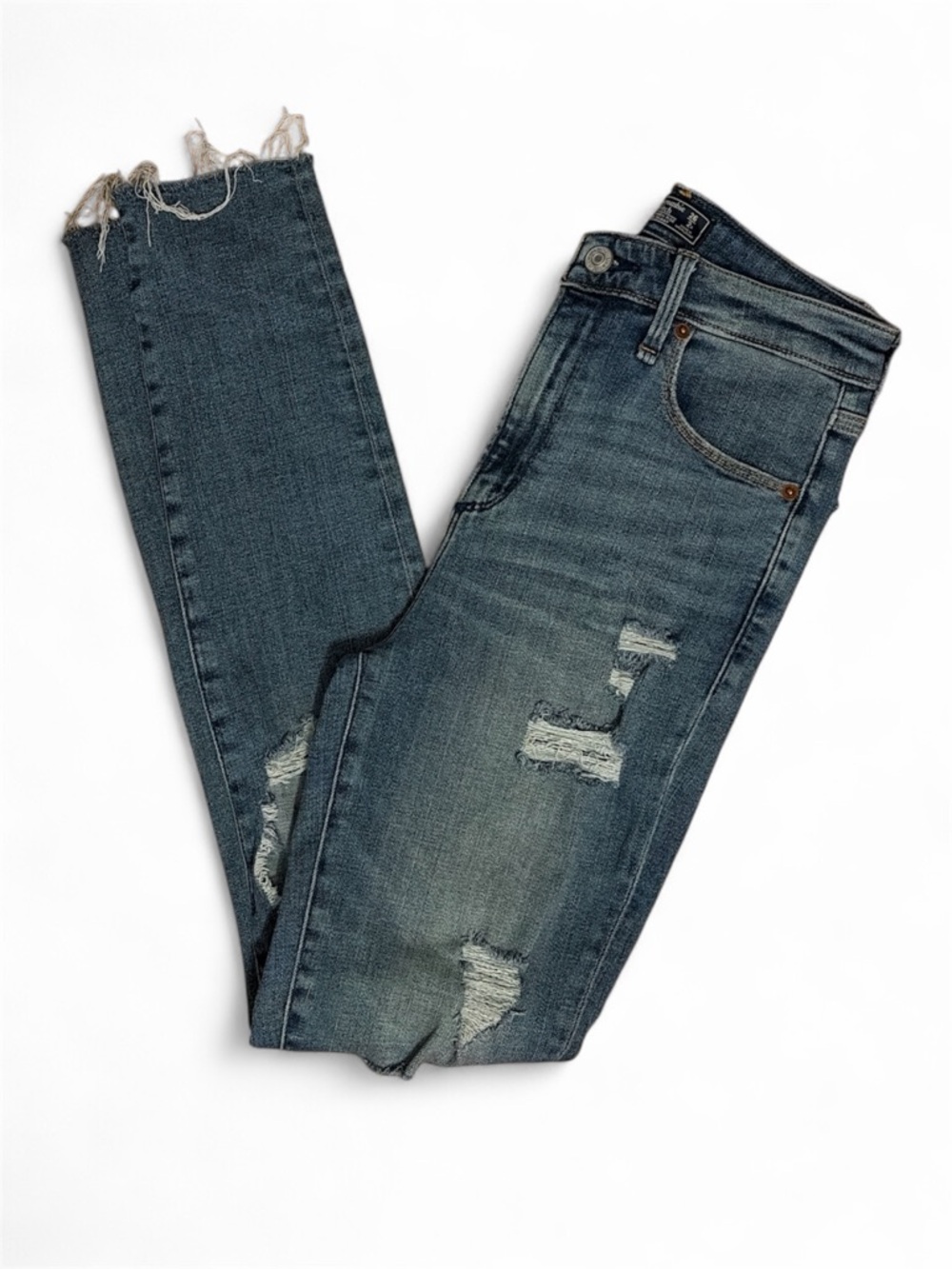 Abercrombie & Fitch Women's Distressed Skinny Jeans - Faded Blue